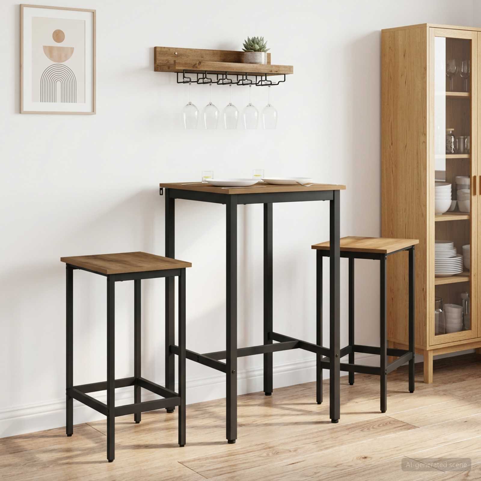 Bartisch 52 x 52 x 90 cm Holzwerkstoff Artisan-Eiche