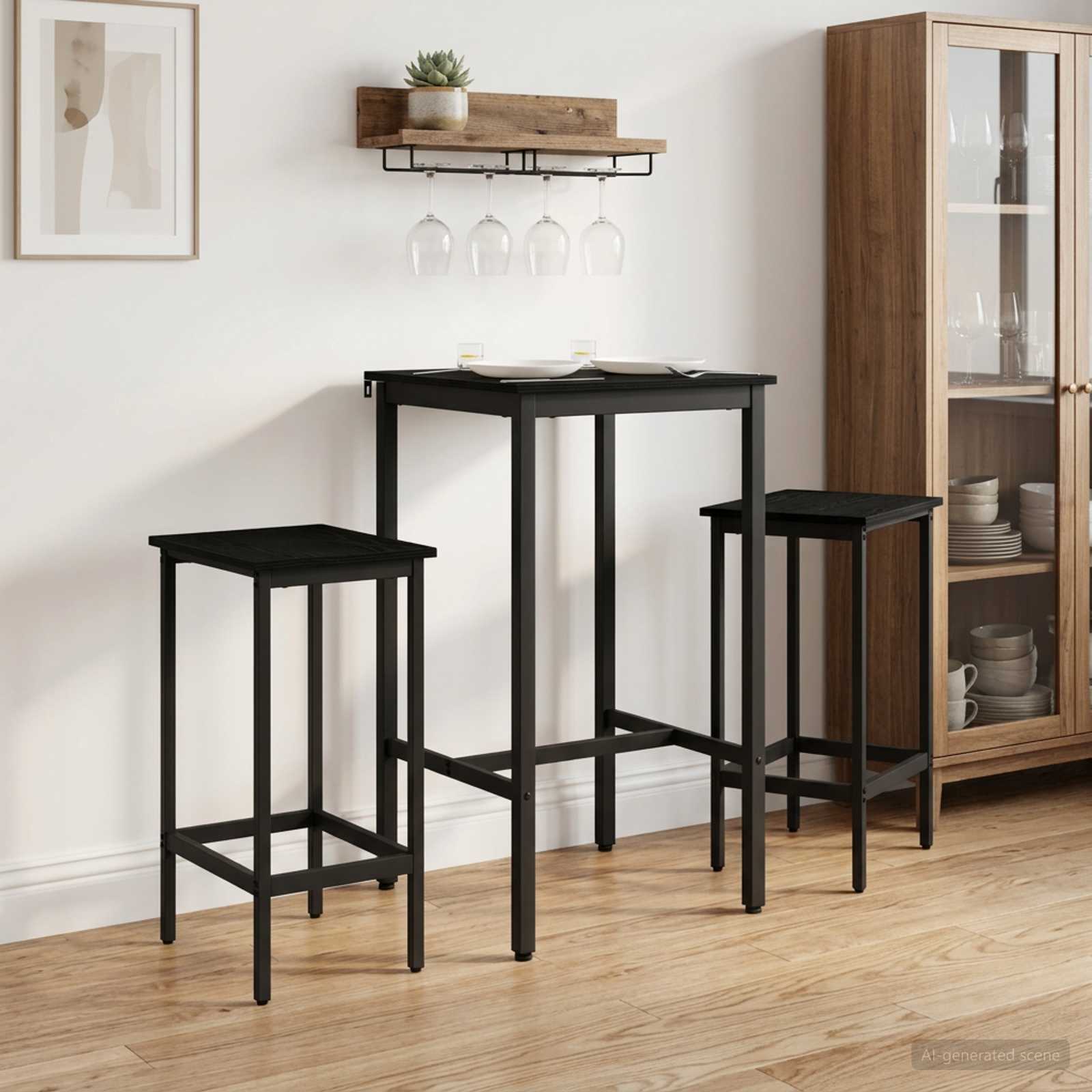 Barhocker 2 stk. Schwarz Eichen-Optik 40 x 32 x 64 cm