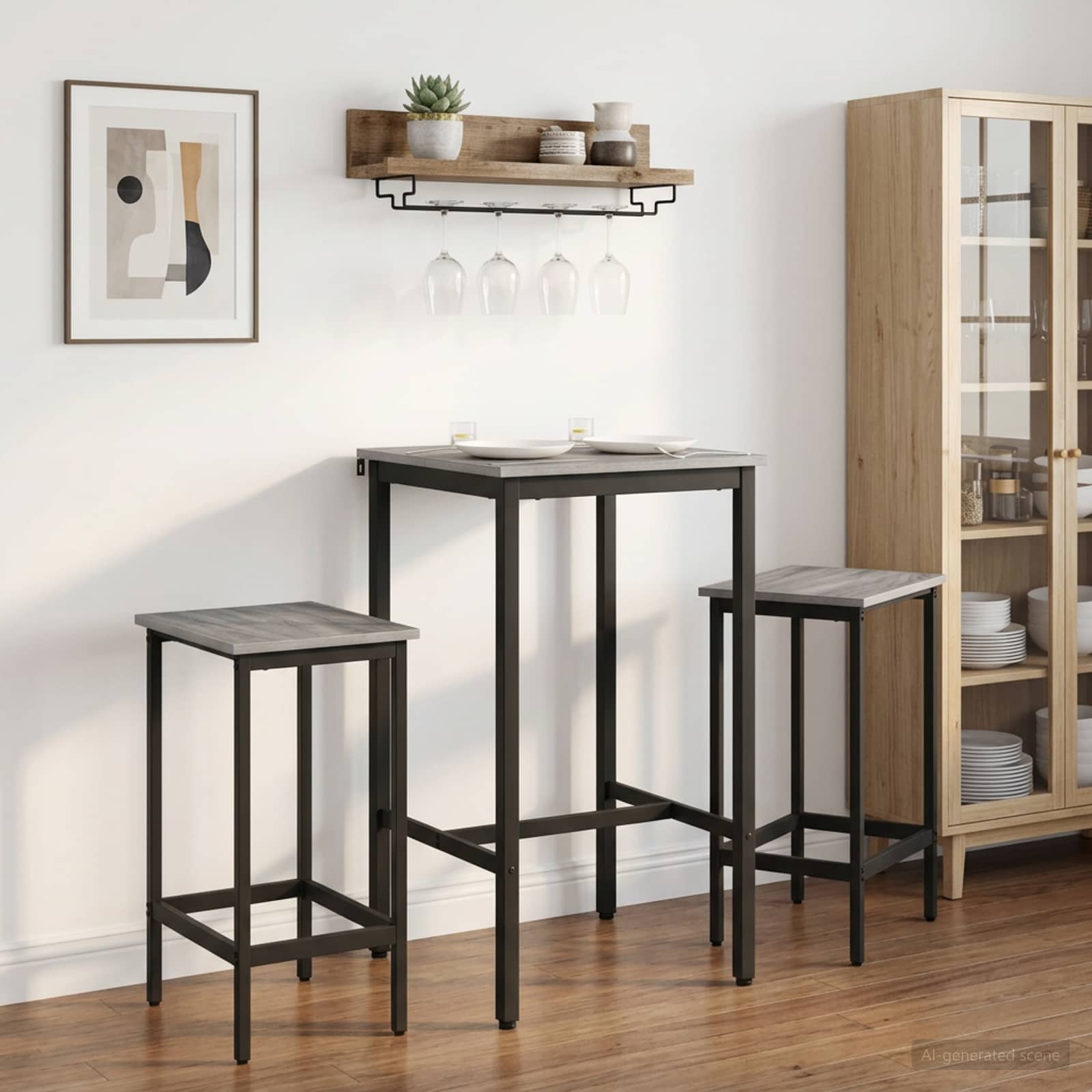 Bartisch 52 x 52 x 110 cm Holzwerkstoff Sonoma-Grau