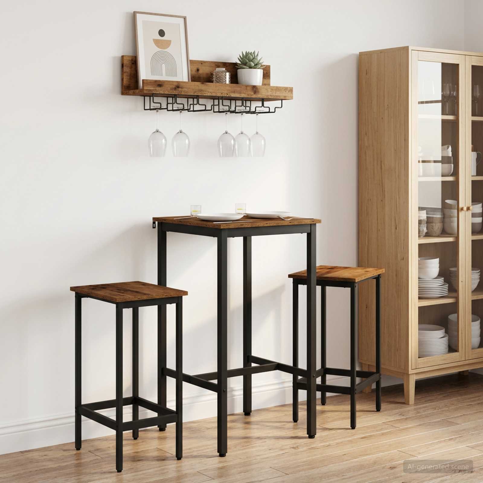 Bartisch 52 x 52 x 110 cm Holzwerkstoff Altholz Rechtwinklig