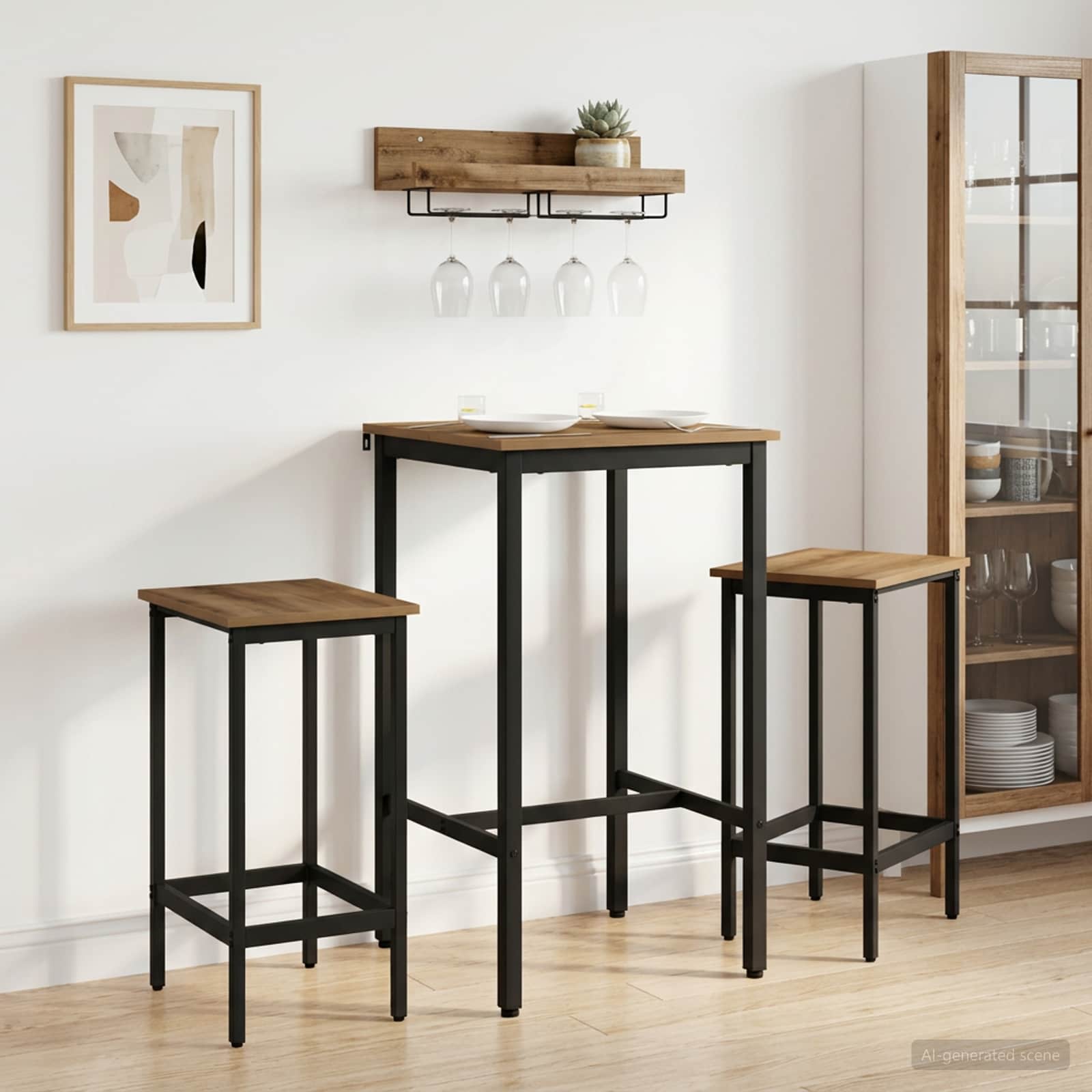 Bartisch 52 x 52 x 110 cm Holzwerkstoff Artisan-Eiche