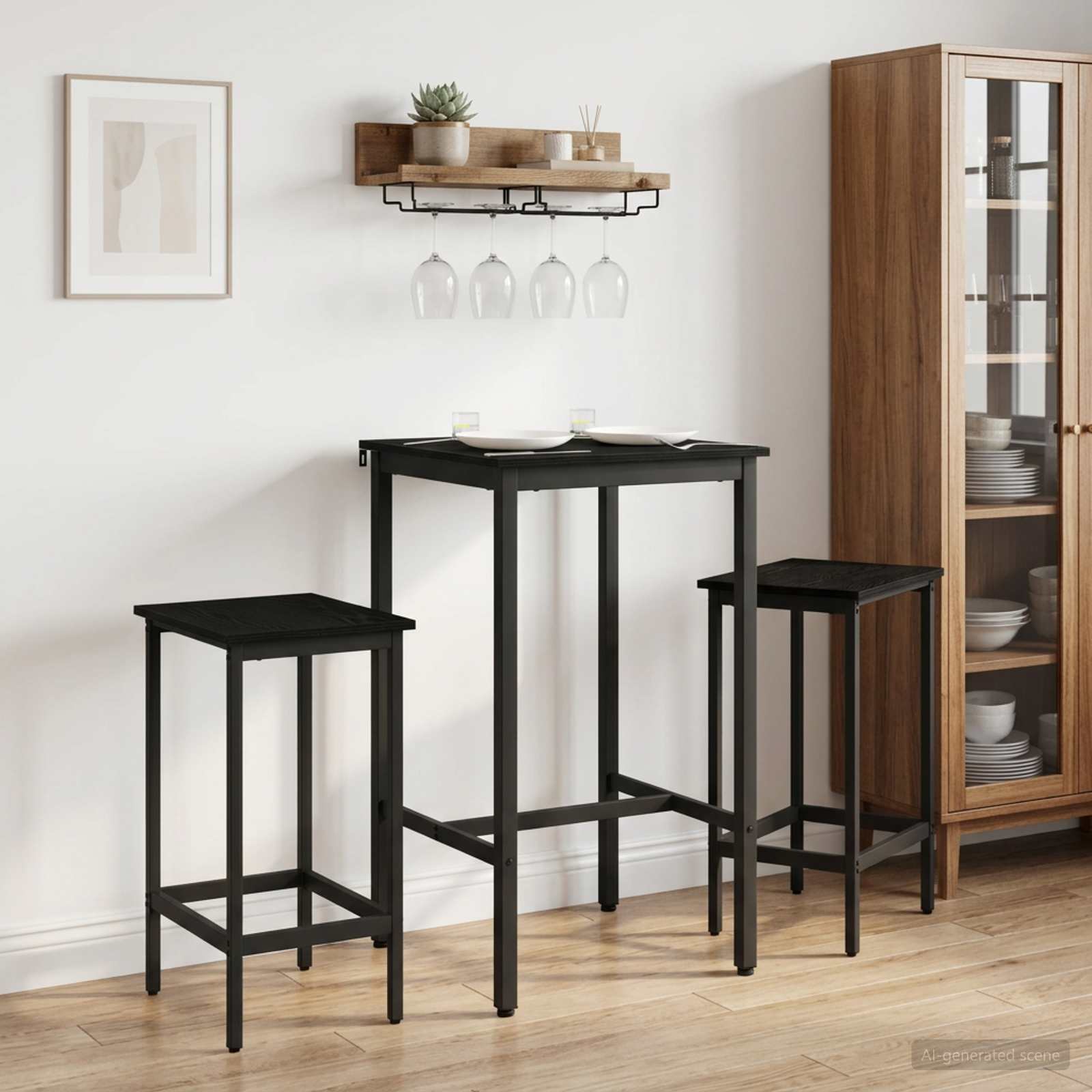 Barhocker 2 stk. Schwarz Eichen-Optik 40 x 32 x 74 cm