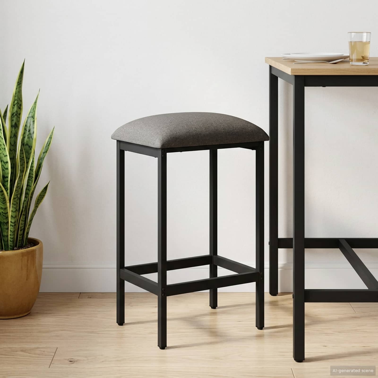 Barhocker Hellgrau 40 x 32 x 64 cm Holzwerkstoff