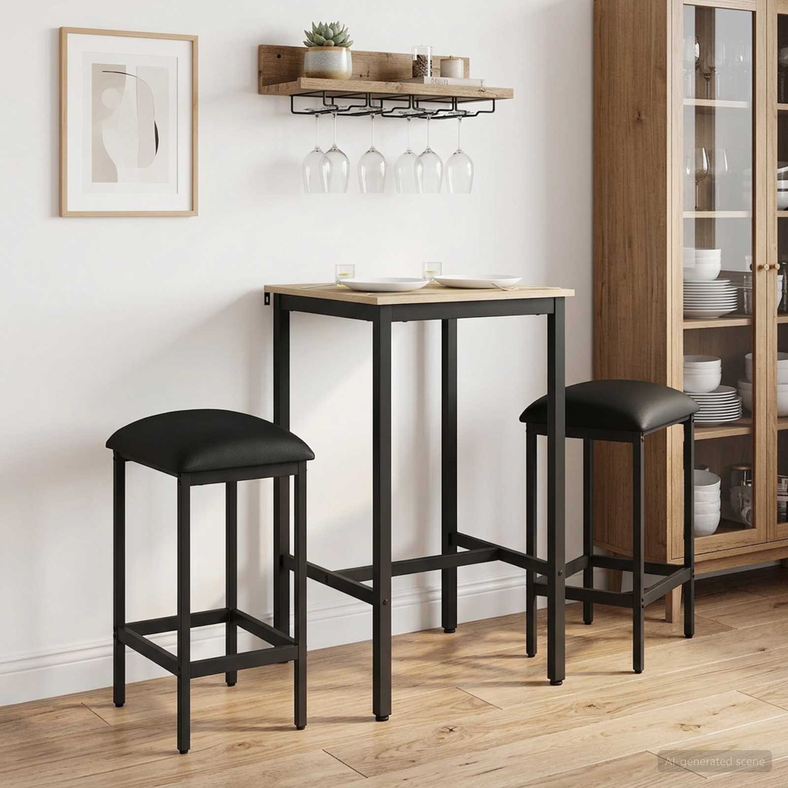 Barhocker 2 stk. Schwarz 40 x 32 x 64 cm Holzwerkstoff