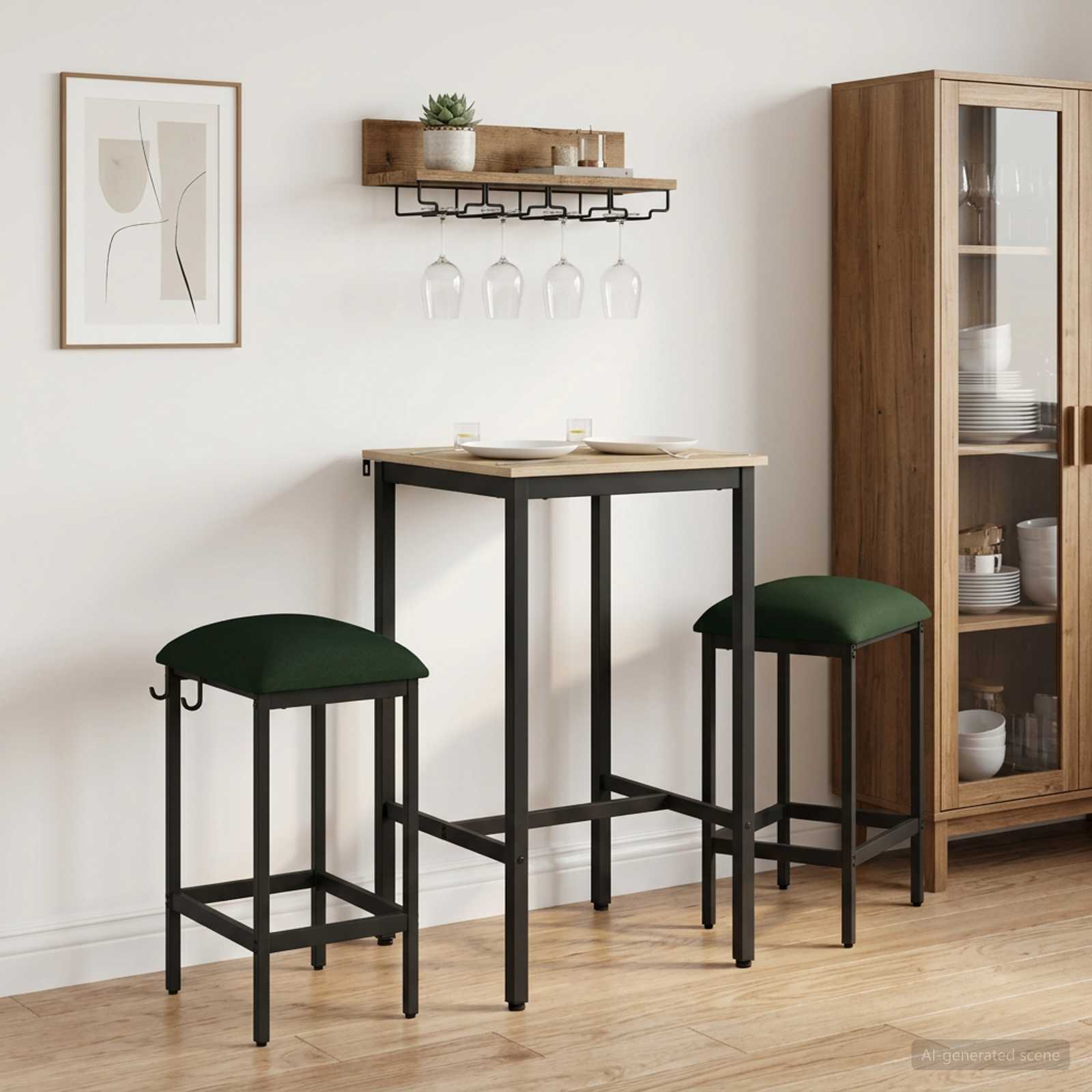 Barhocker 2 stk. Dunkelgrün 40 x 32 x 64 cm Holzwerkstoff