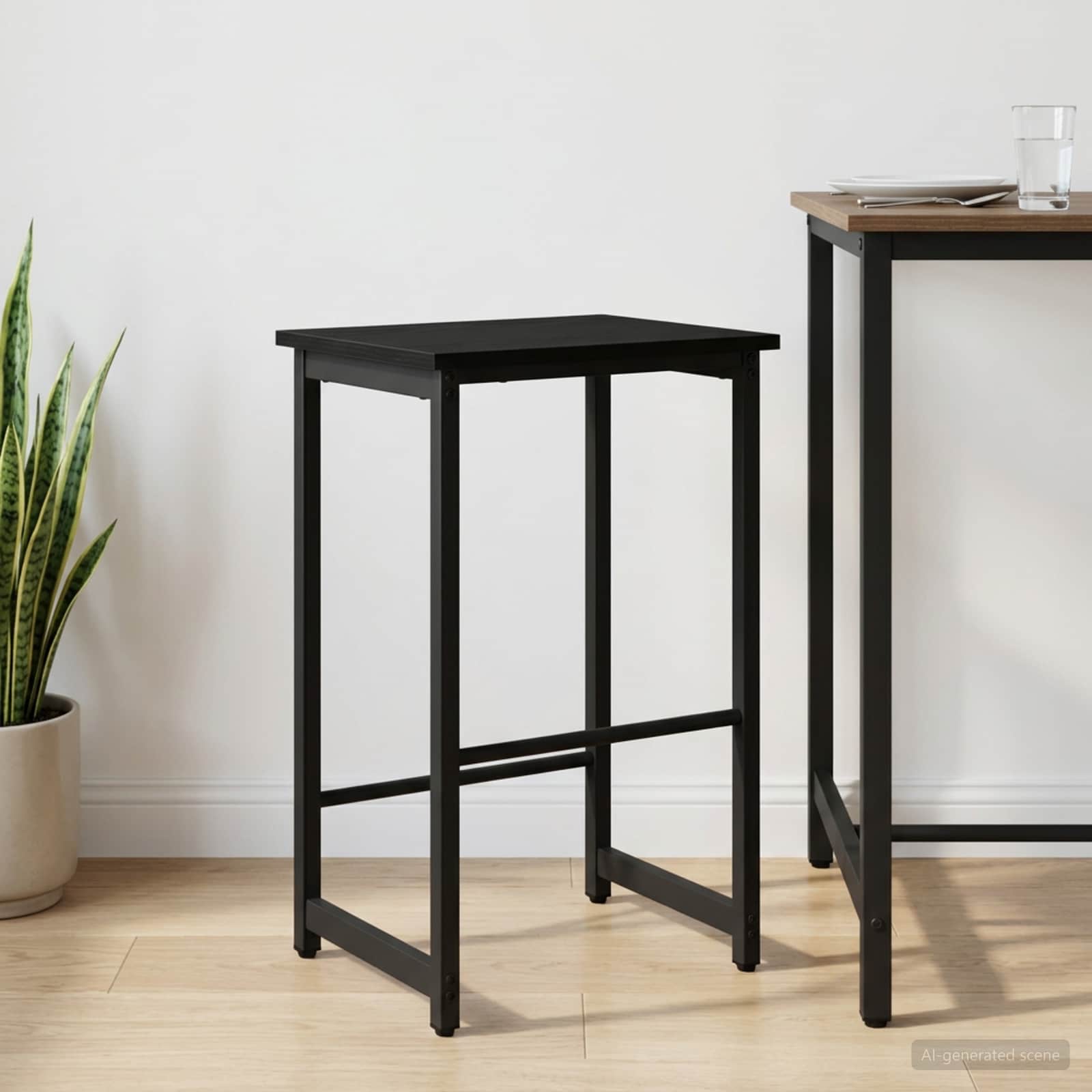 Barhocker Schwarz Eichen-Optik 40 x 32 x 64 cm Holzwerkstoff