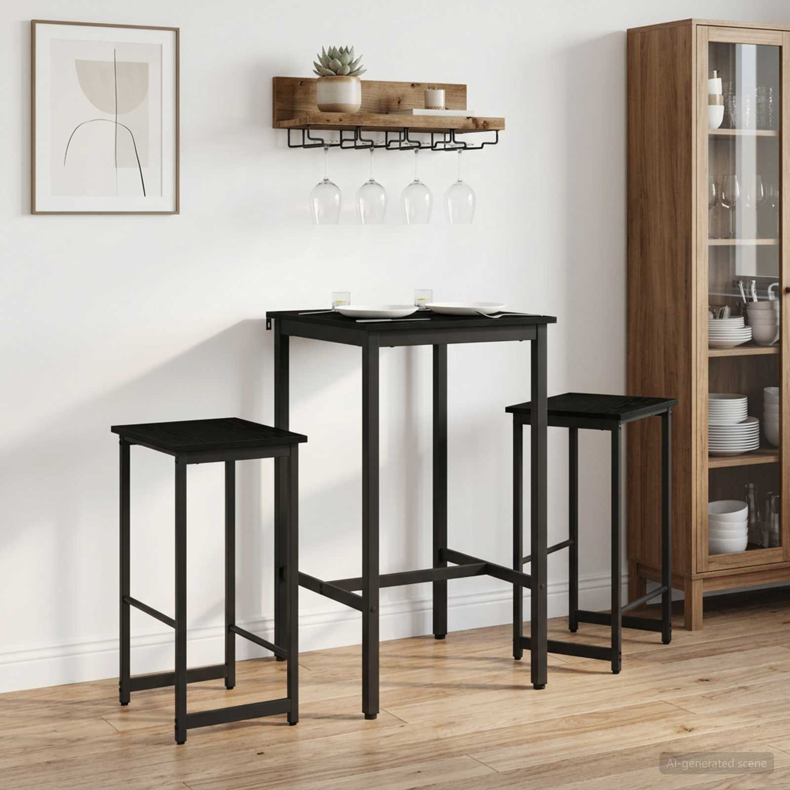 Barhocker 2 stk. Schwarz Eichen-Optik 40 x 32 x 64 cm