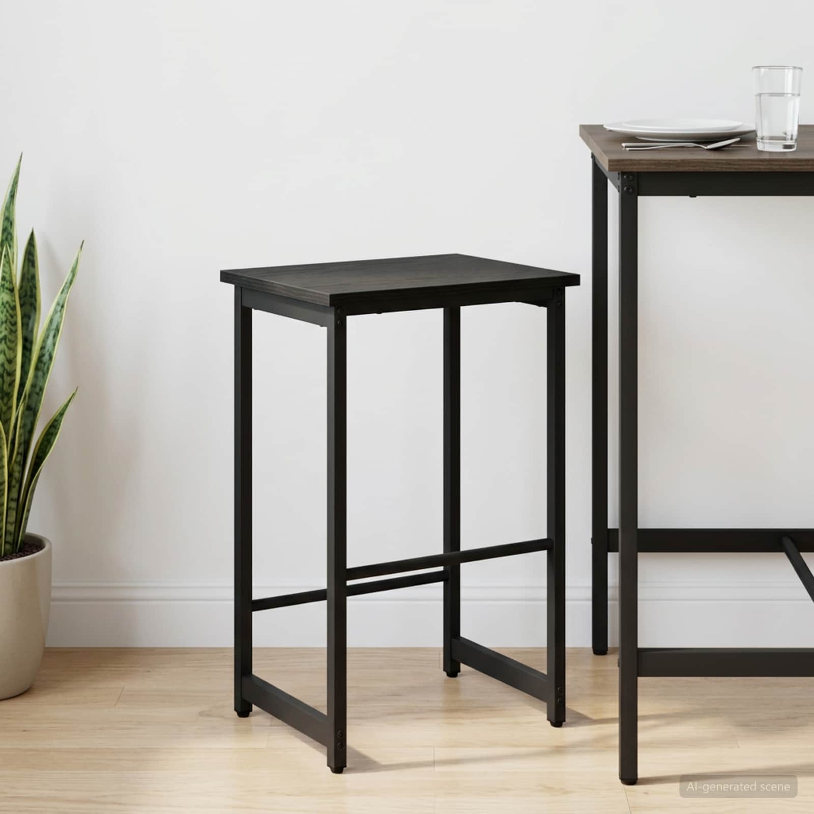 Barhocker Schwarz Eichen-Optik 40 x 32 x 74 cm Holzwerkstoff