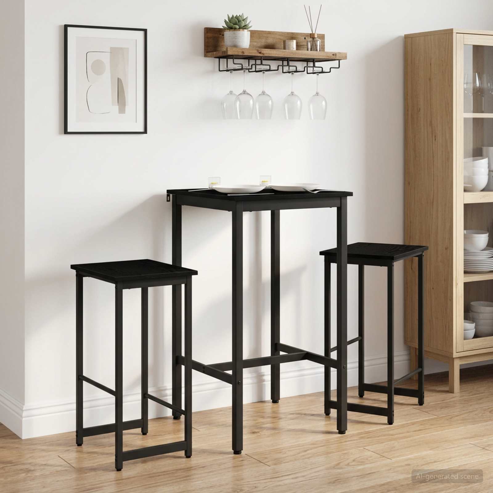 Barhocker 2 stk. Schwarz Eichen-Optik 40 x 32 x 74 cm