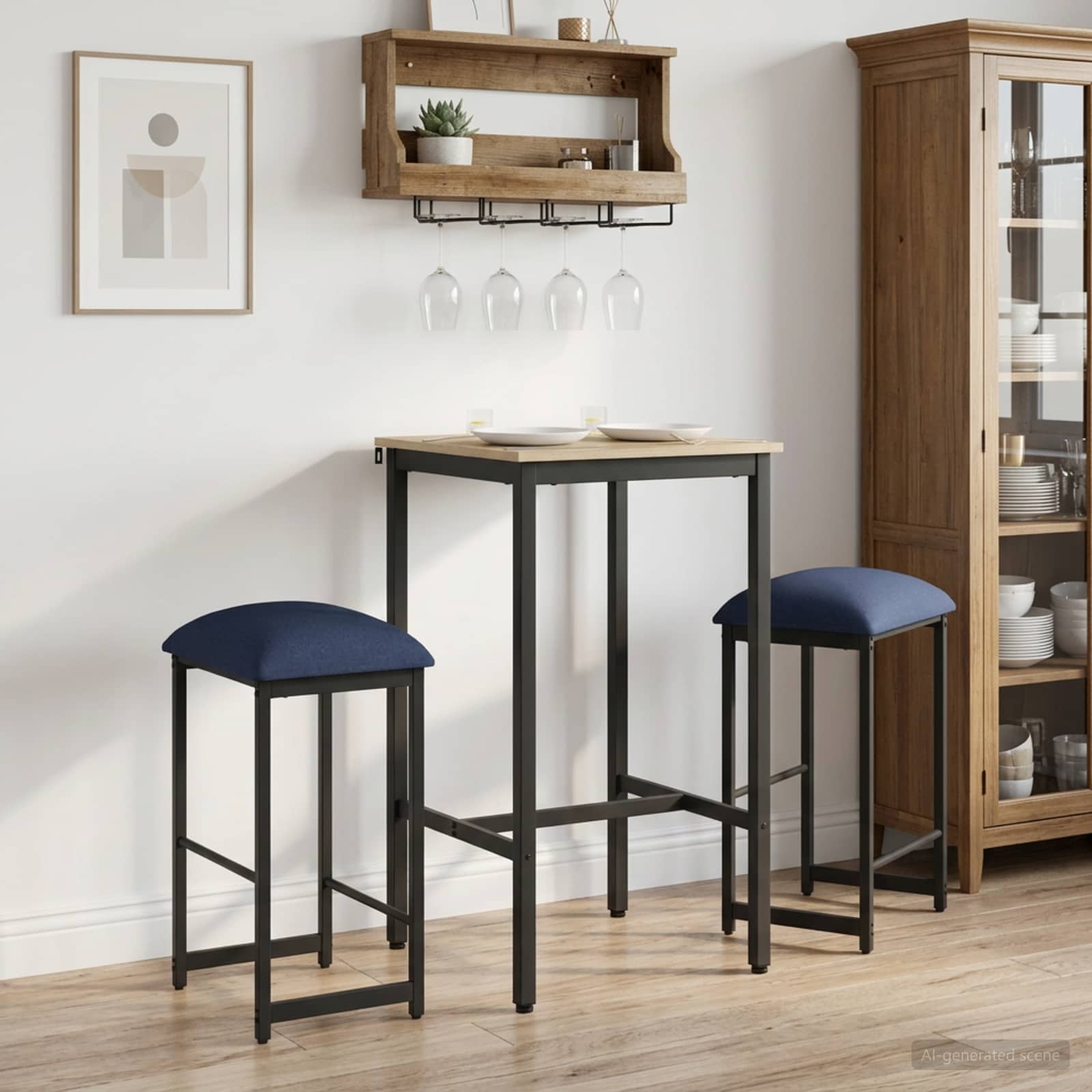 Barhocker 2 stk. Blau 40 x 32 x 64 cm Holzwerkstoff