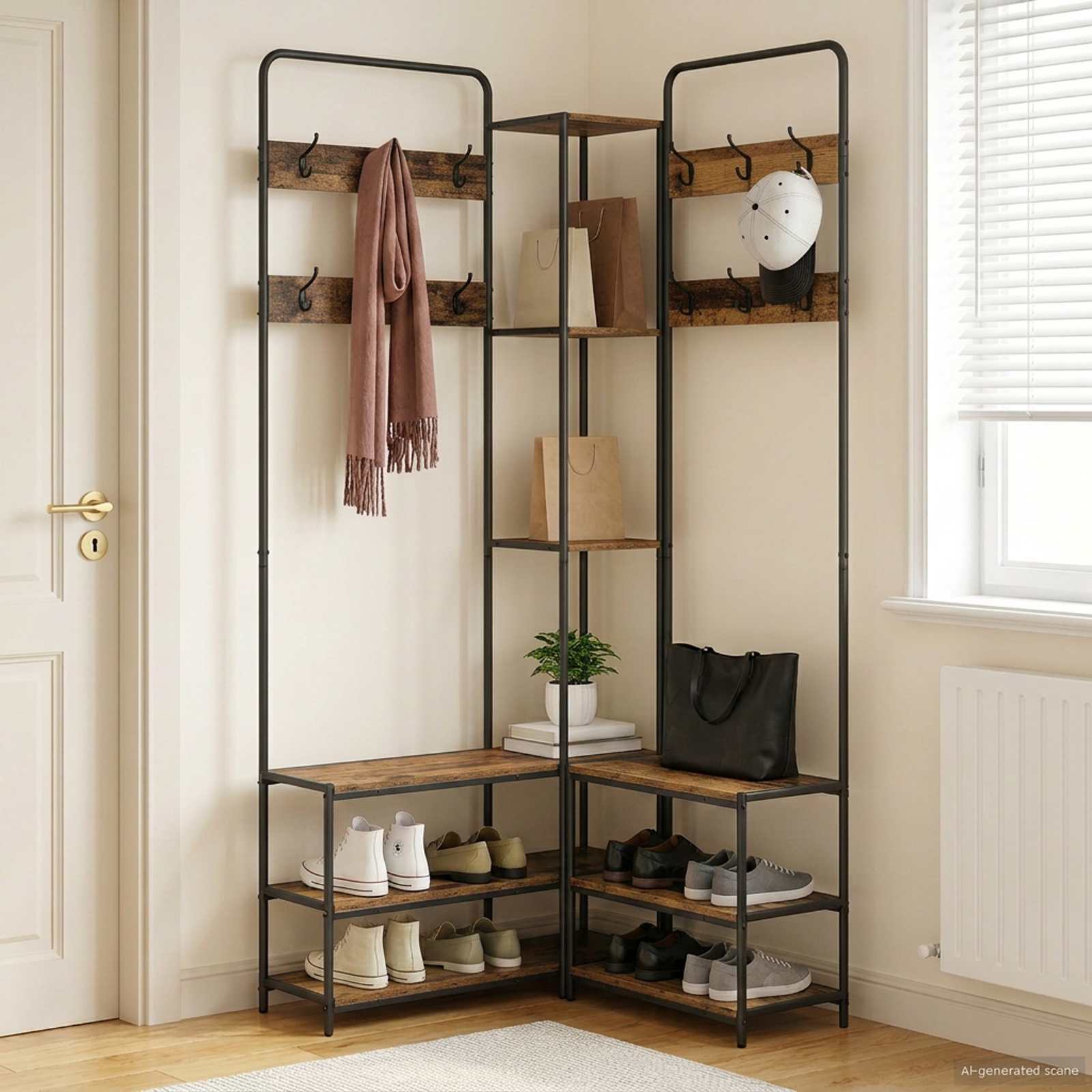 Garderobenständer mit Schuhbank Altholz 143 x 30 x 199,5 cm