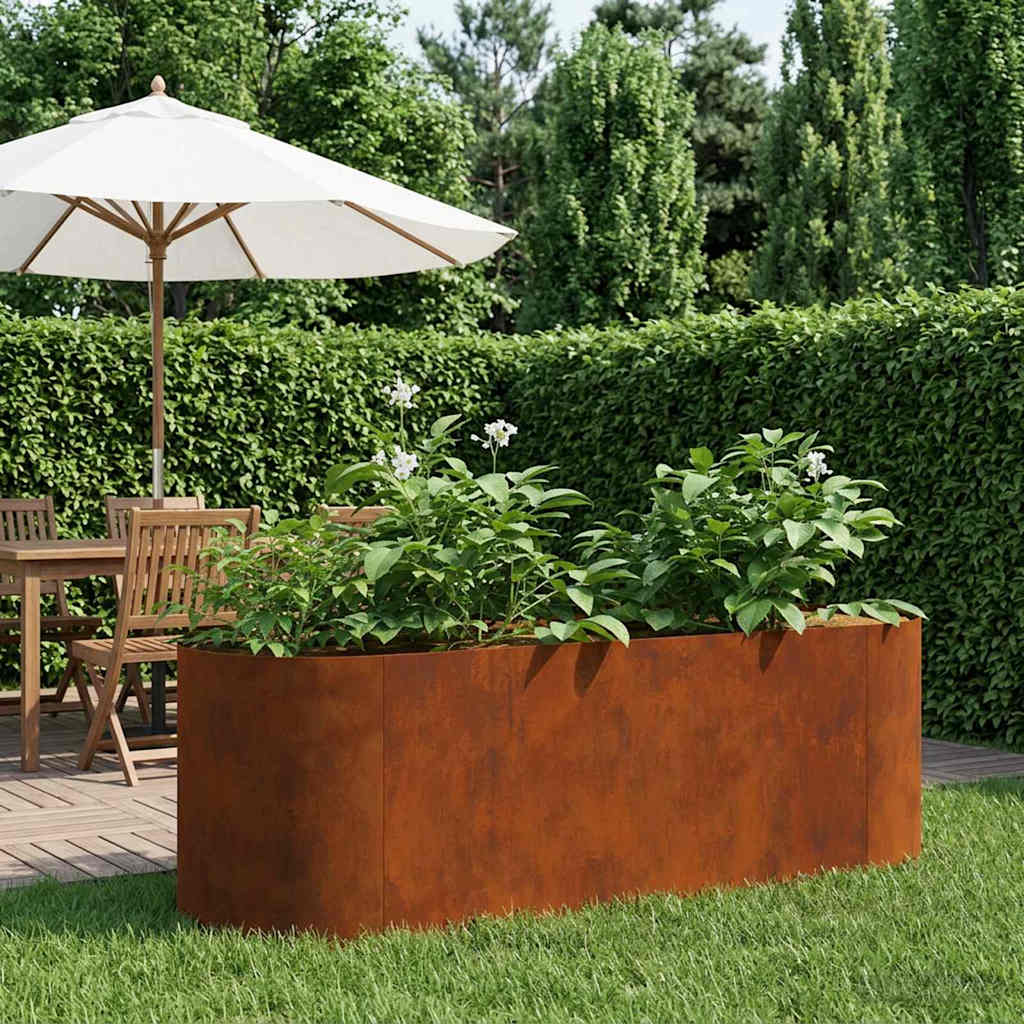 Hochbeet im Garten Wetterfeststahl 120 x 40 x 40 cm