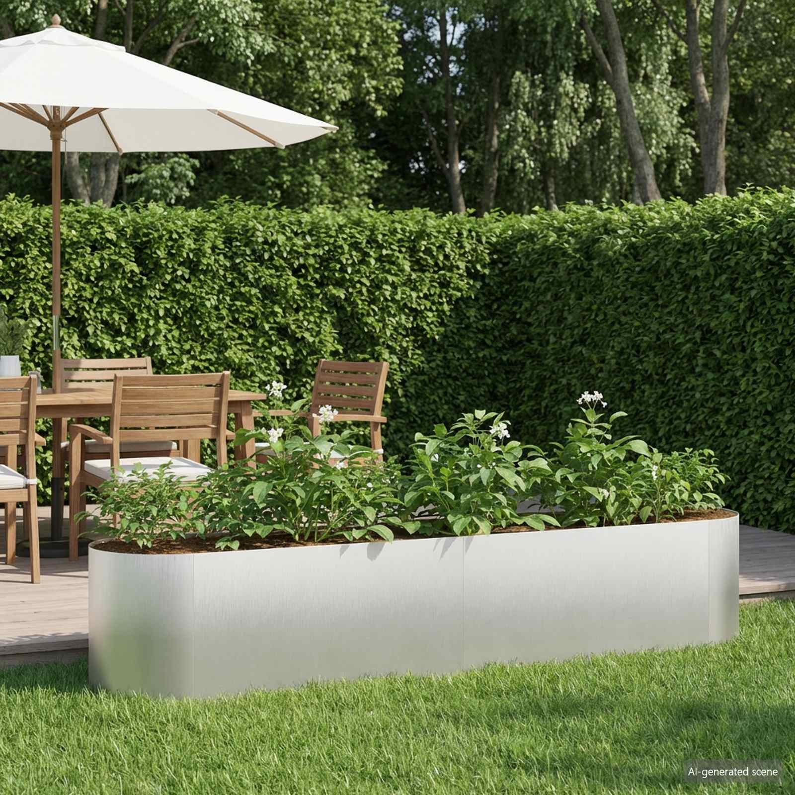 Hochbeet im Garten Edelstahl 200 x 40 x 40 cm