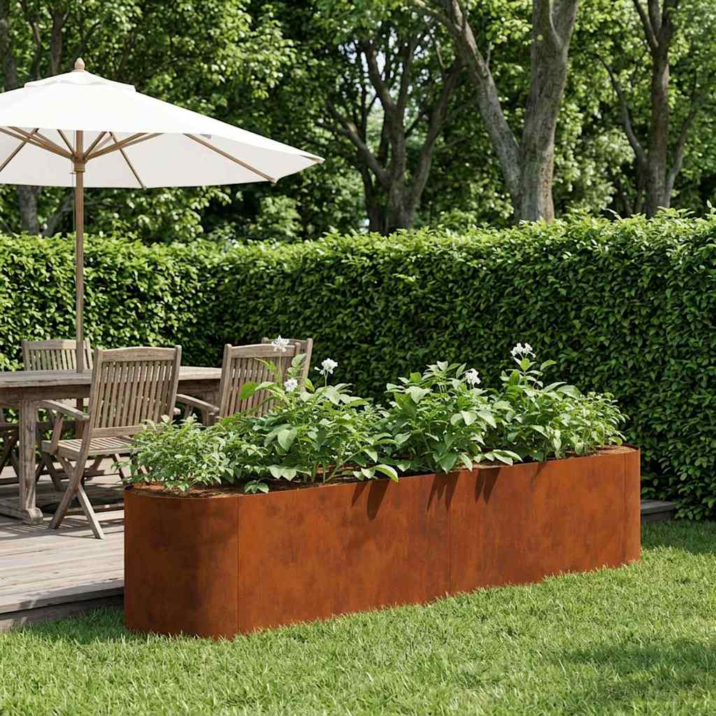 Hochbeet im Garten Wetterfeststahl 200 x 40 x 40 cm