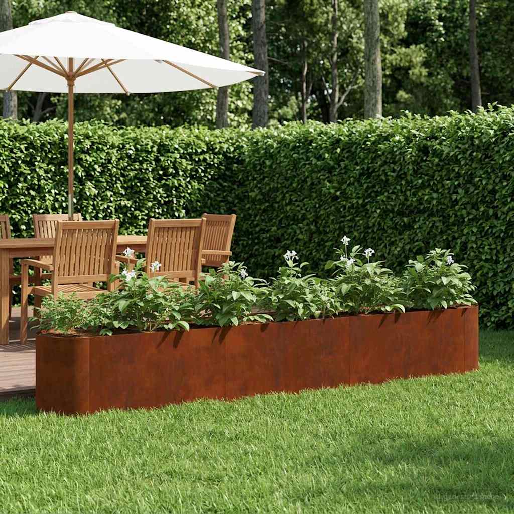 Hochbeet im Garten Wetterfeststahl 280 x 40 x 40 cm
