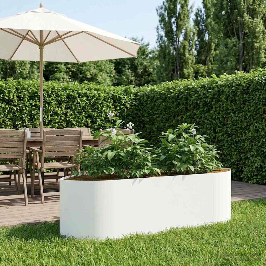 Hochbeet im Garten Weiß 140 x 40 x 40 cm Stahl