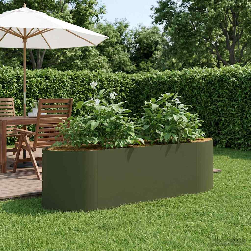 Hochbeet im Garten Olive Grün 140 x 40 x 40 cm Stahl
