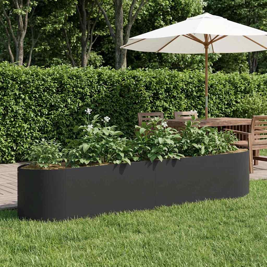 Hochbeet im Garten Schwarz 220 x 40 x 40 cm Stahl