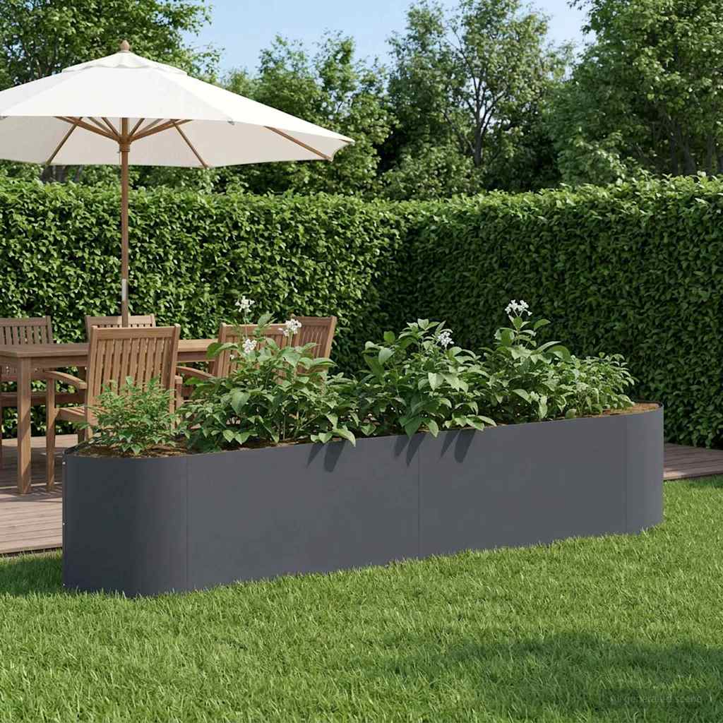 Hochbeet im Garten Anthrazit 220 x 40 x 40 cm Stahl