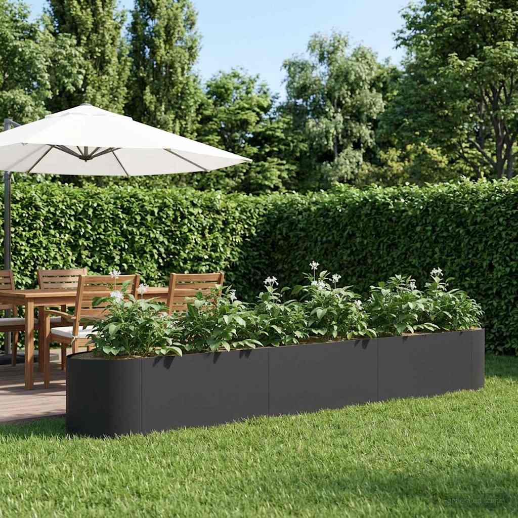 Hochbeet im Garten Schwarz 300 x 40 x 40 cm Stahl
