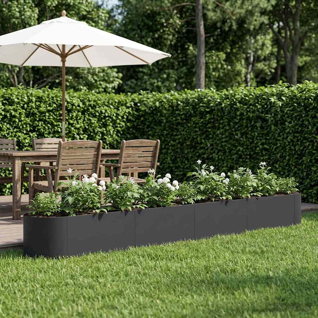 Hochbeet im Garten Schwarz 380 x 40 x 40 cm Stahl