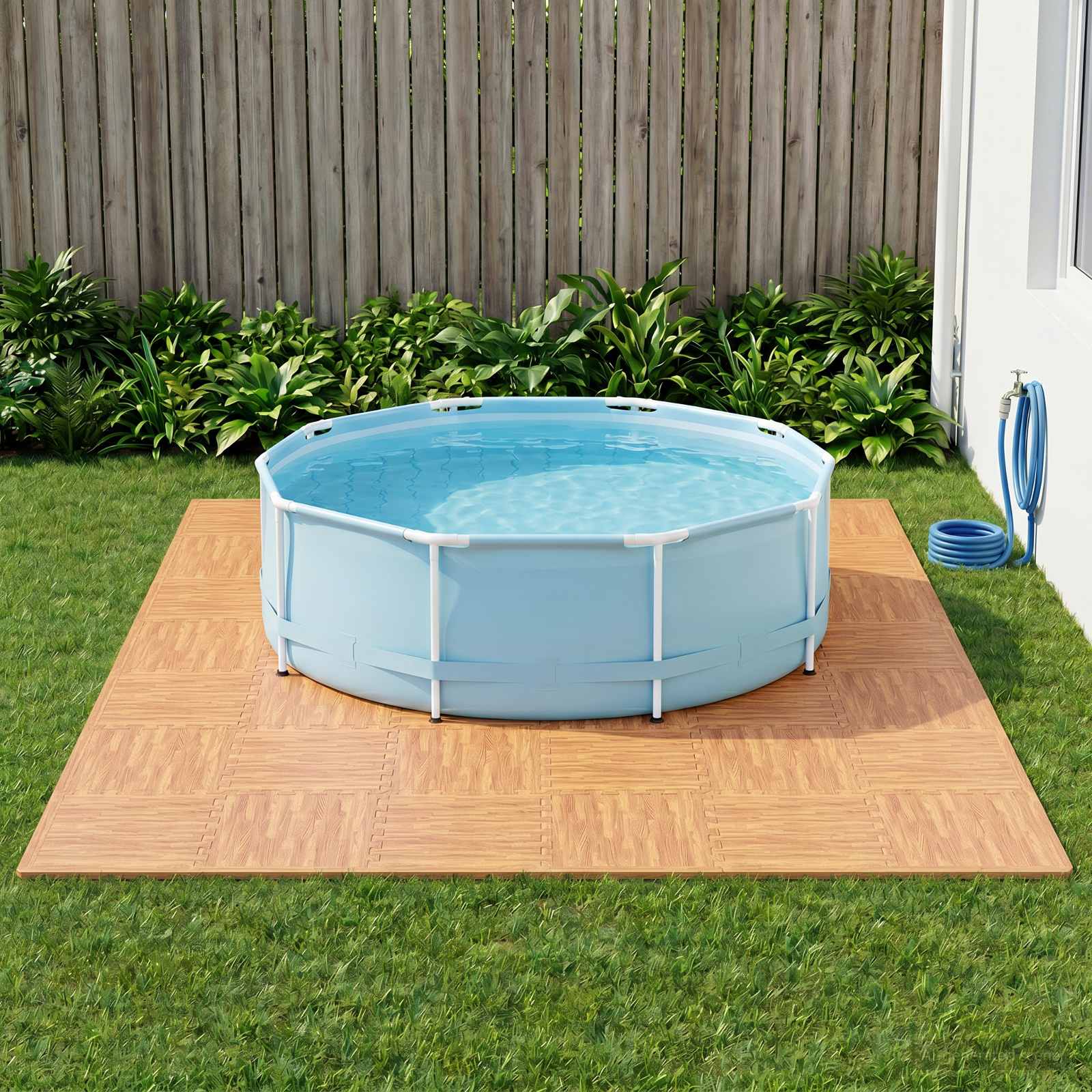 Pool Bodenschutzmatte 50 stk. Holz 18 m² EVA-Schaum