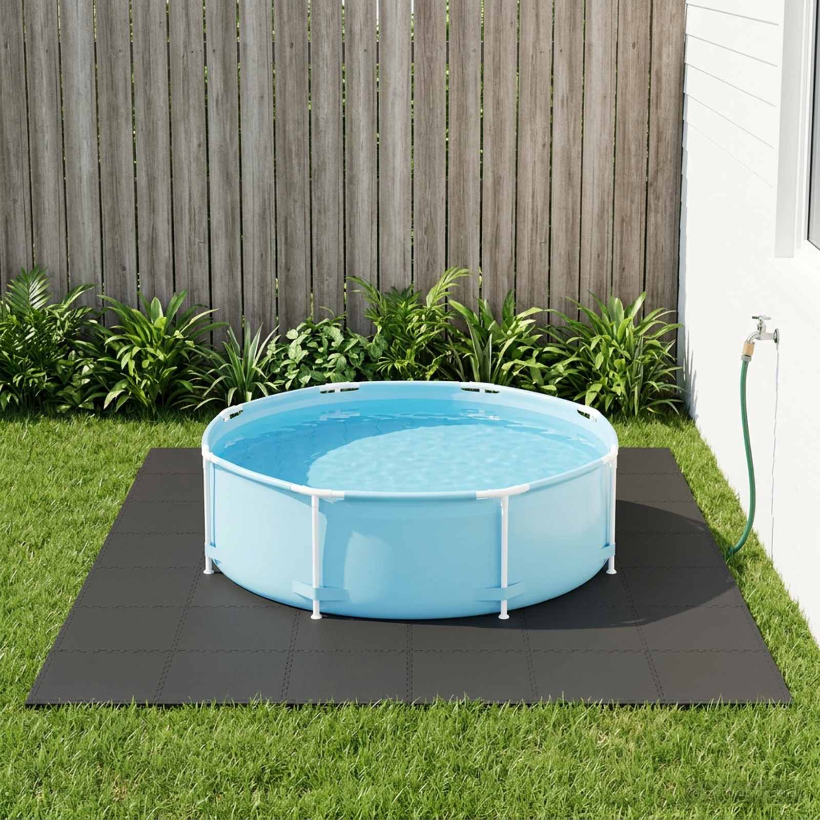 Pool Bodenschutzmatte 24 stk. Schwarz 8,64 m² EVA-Schaum