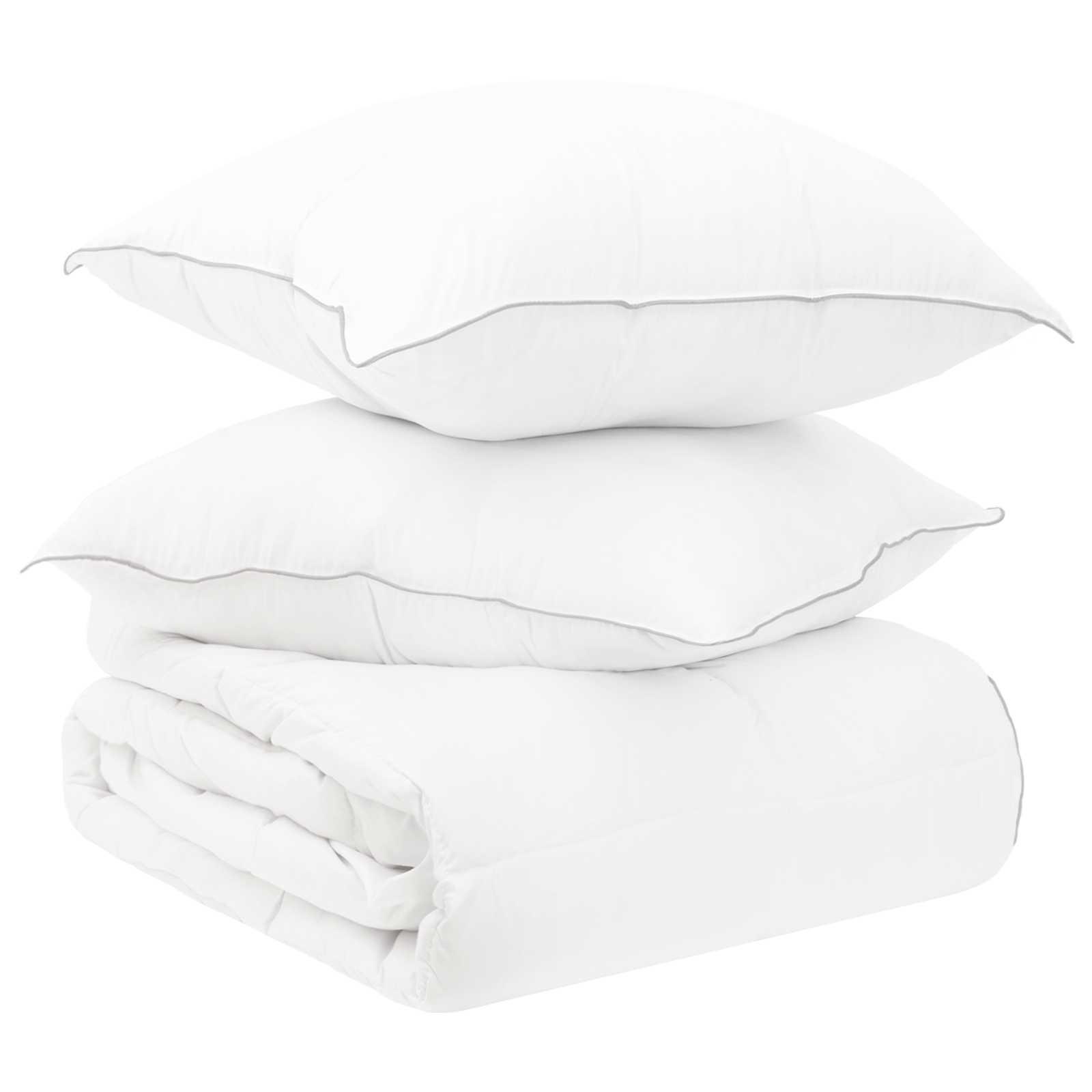 Bettwäsche-Set mit Kissen Weiß 155 x 220 cm Polyester, Bambus