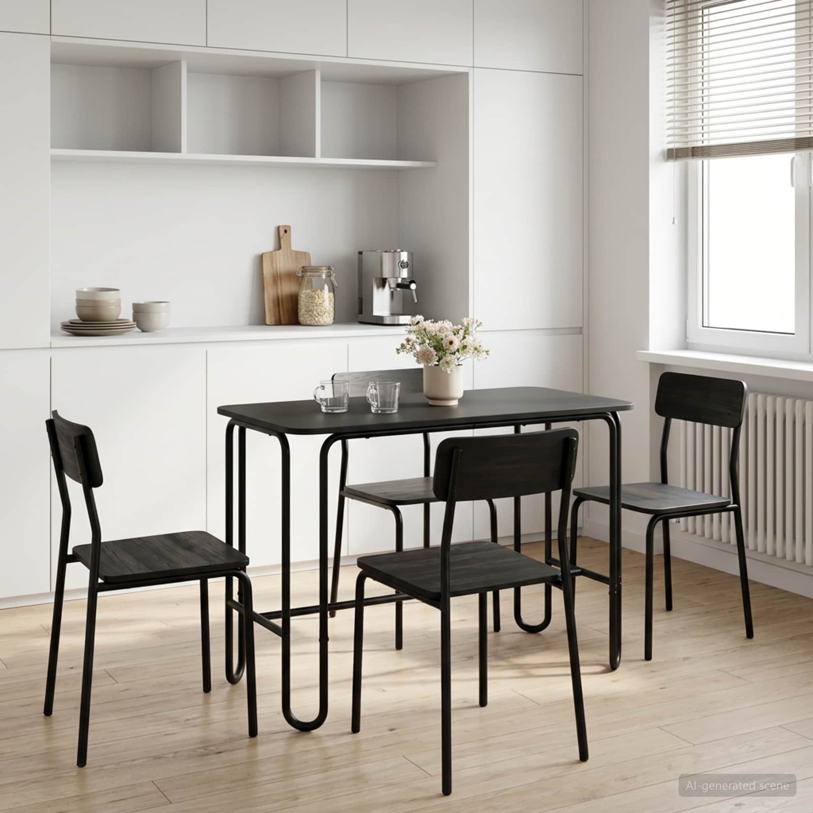 Esstisch 100 x 50 x 75 cm Holzwerkstoff Schwarz Rechtwinklig