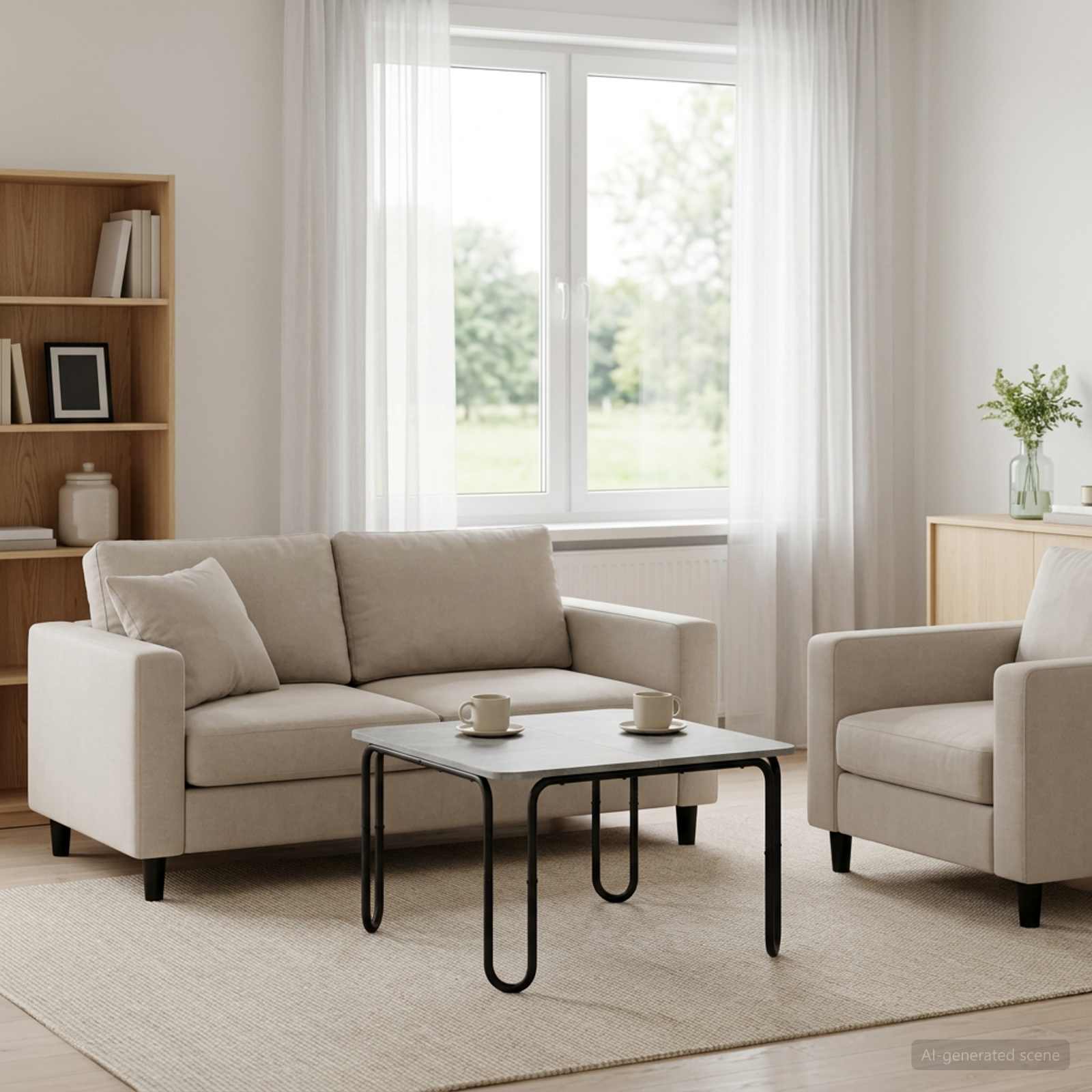 Couchtisch Betongrau 100 x 100 x 45 cm Holzwerkstoff