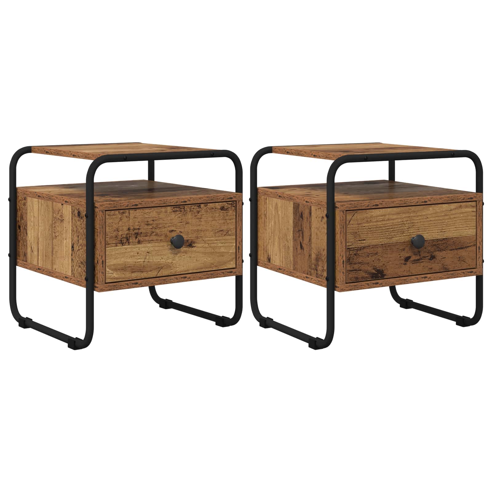 Nachttisch 2 Stk. Altholz 40 x 39,5 x 40 cm Holzwerkstoff