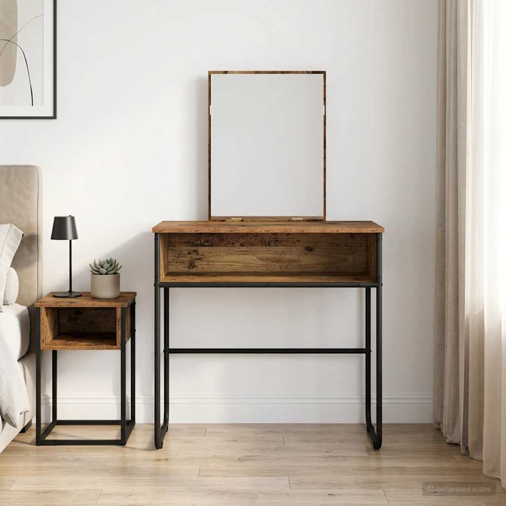 Schminktisch mit Regal Altholz 81 x 40 x 131 cm Holzwerkstoff