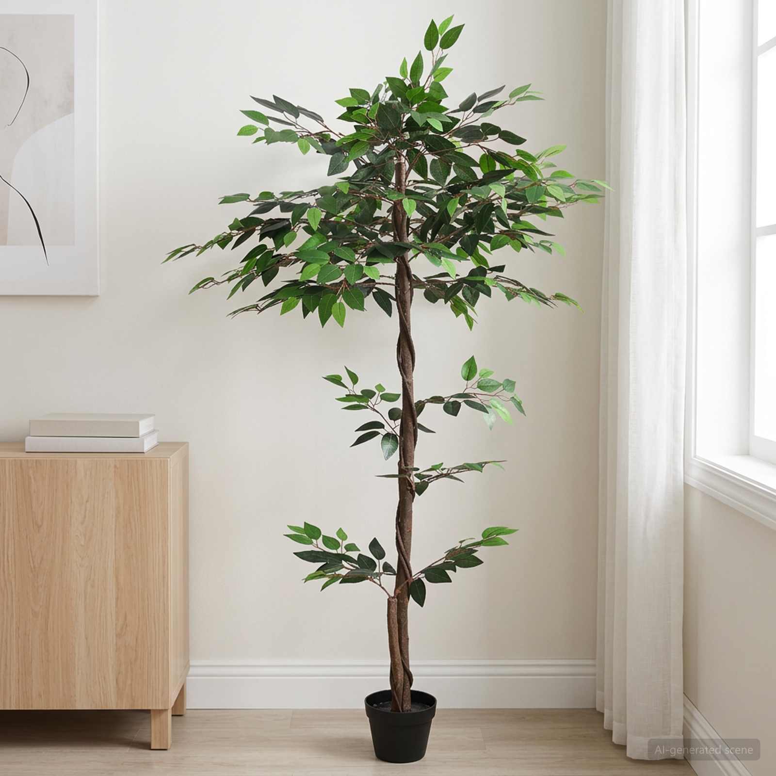 Künstliche Ficus-Pflanze Grün 85 x 18 x 160 cm Stoff und Holz