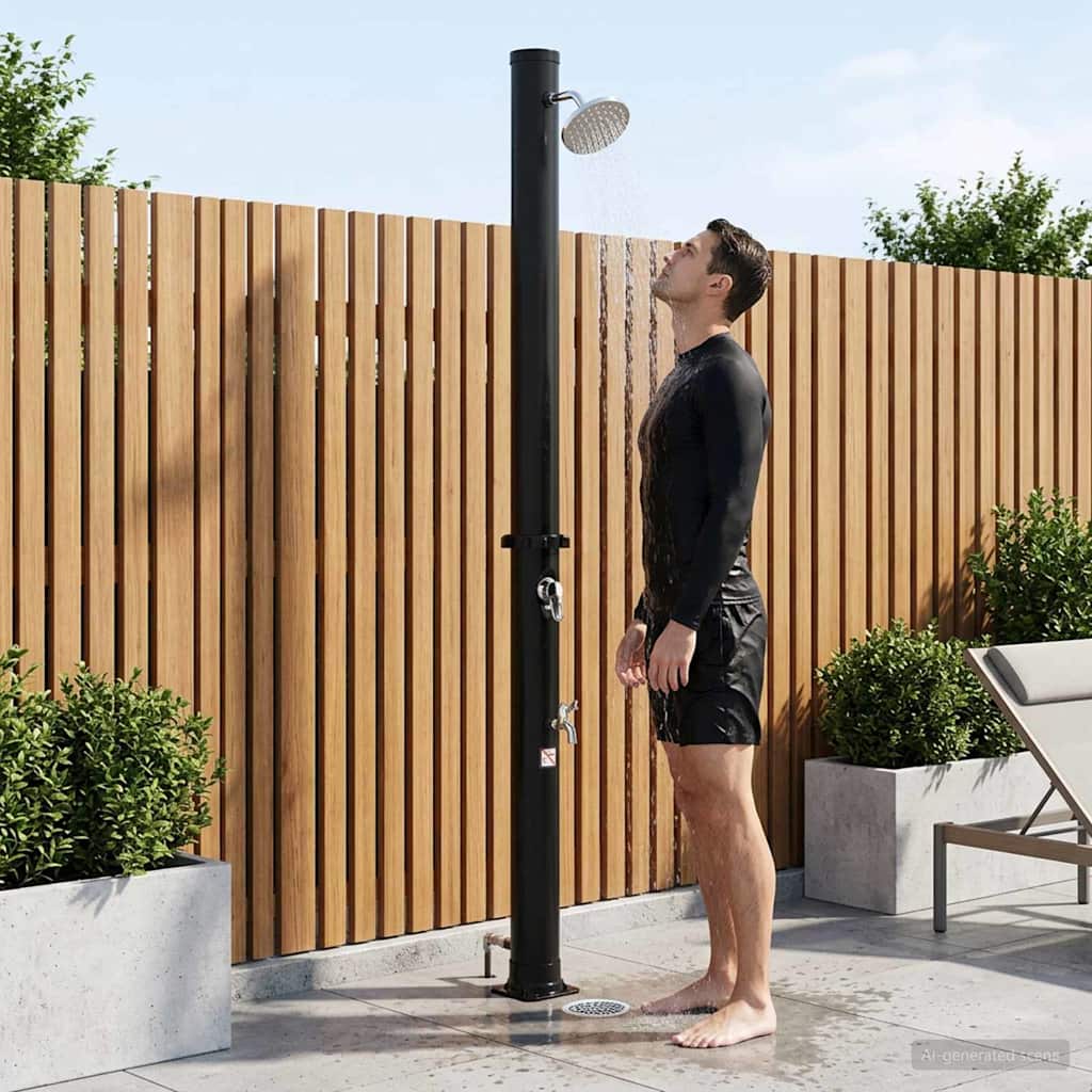 Solardusche mit Duschkopf und Wasserhahn 20 l Schwarz