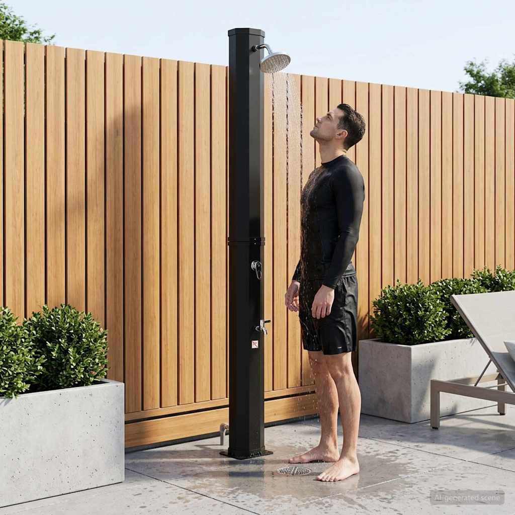 Solardusche mit Duschkopf und Wasserhahn 40 l Schwarz