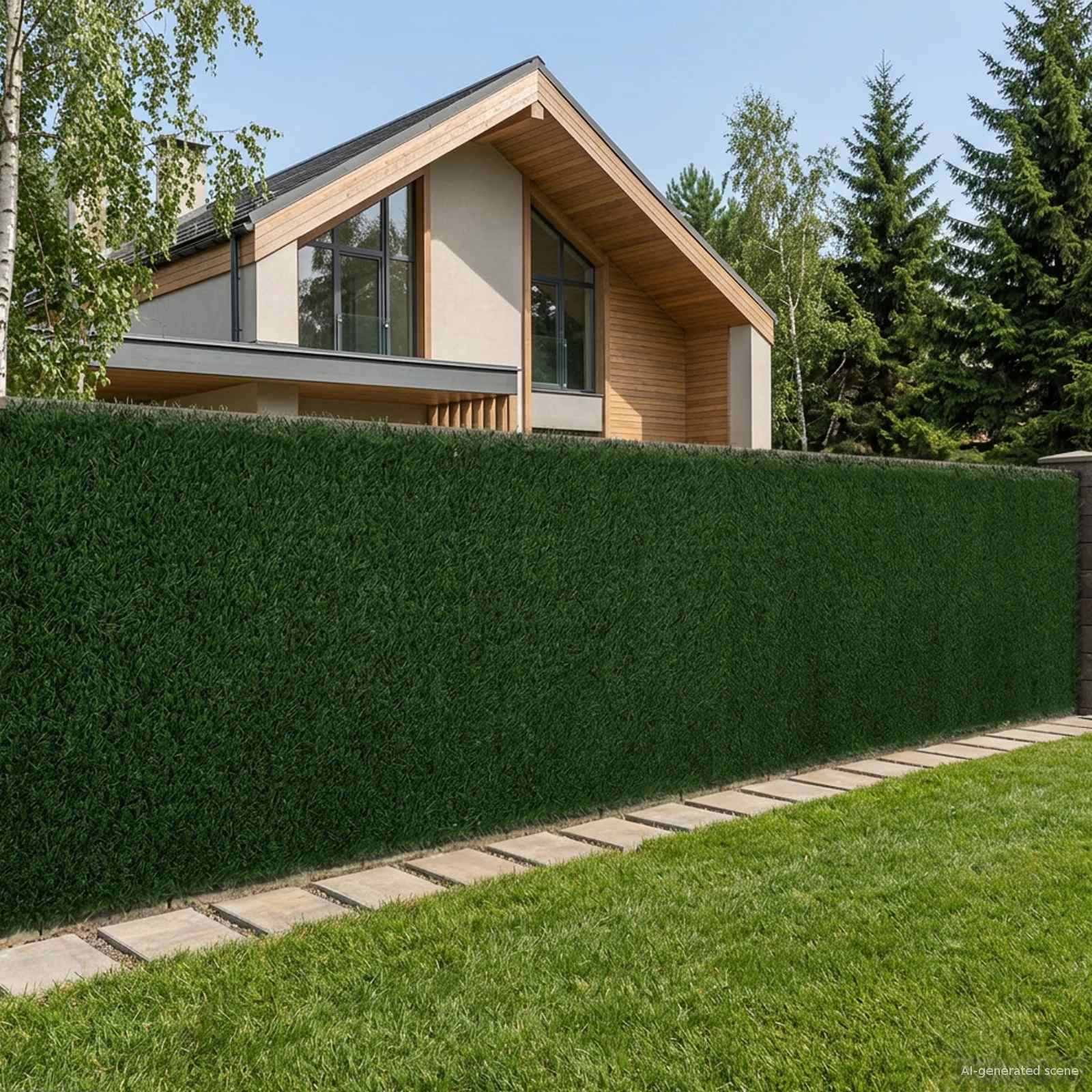 Künstlicher Zaun Dunkelgrün 1 x 6 m PVC und Stahl