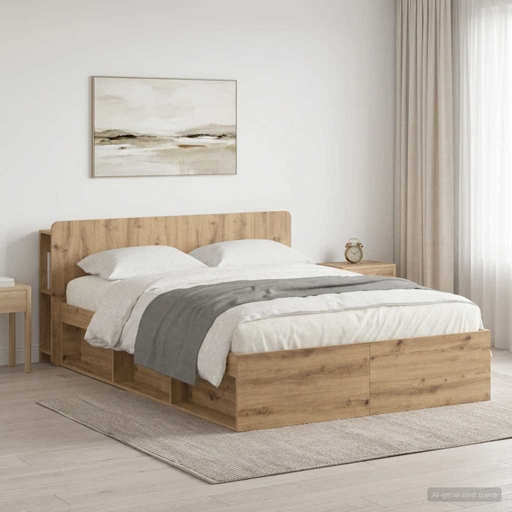 Bettgestell mit Stauraum Artisan-Eiche 135 x 190 cm