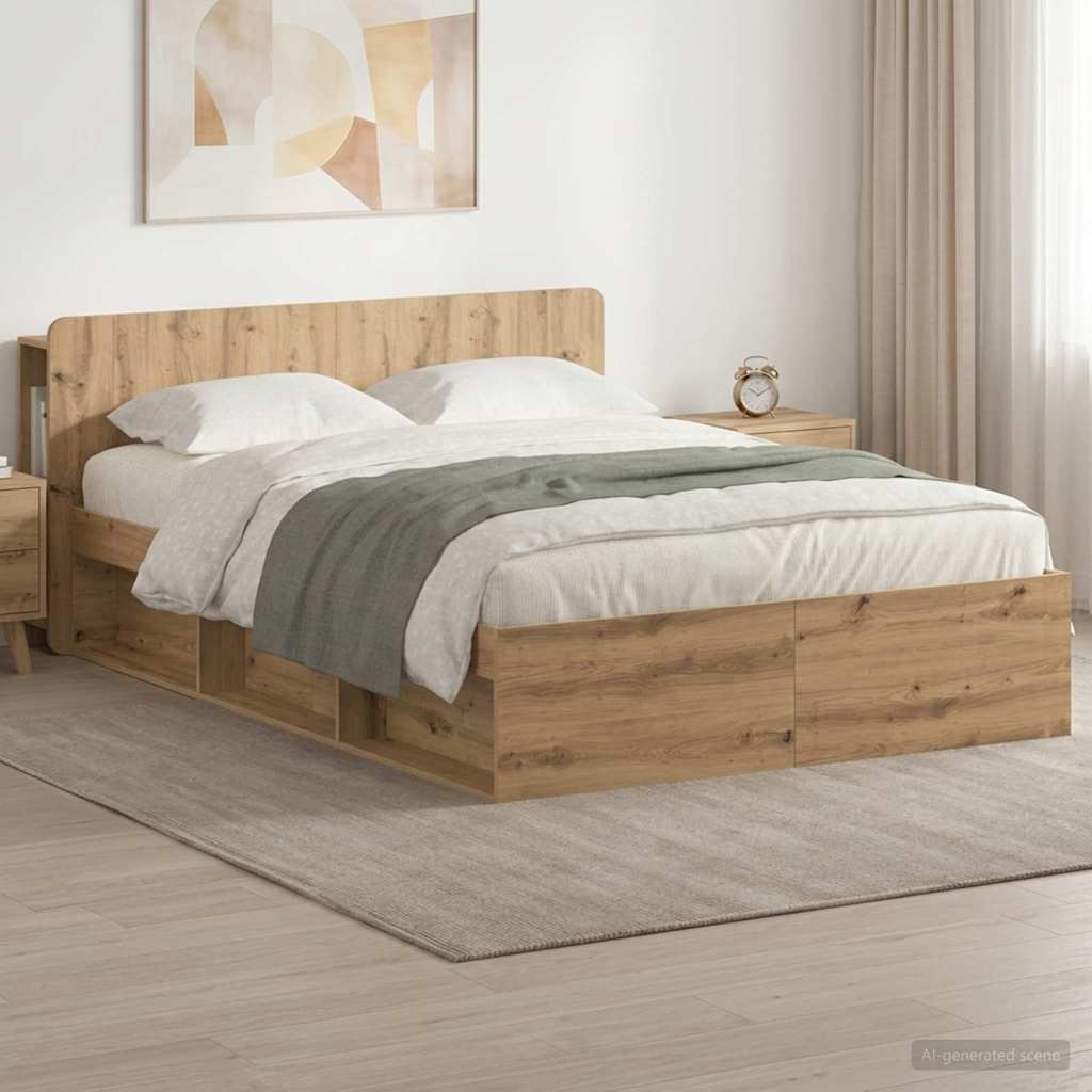 Bettgestell mit Stauraum Artisan-Eiche 140 x 190 cm