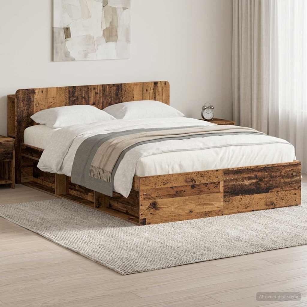 Bettgestell mit Stauraum Altholz 150 x 200 cm Holzwerkstoff