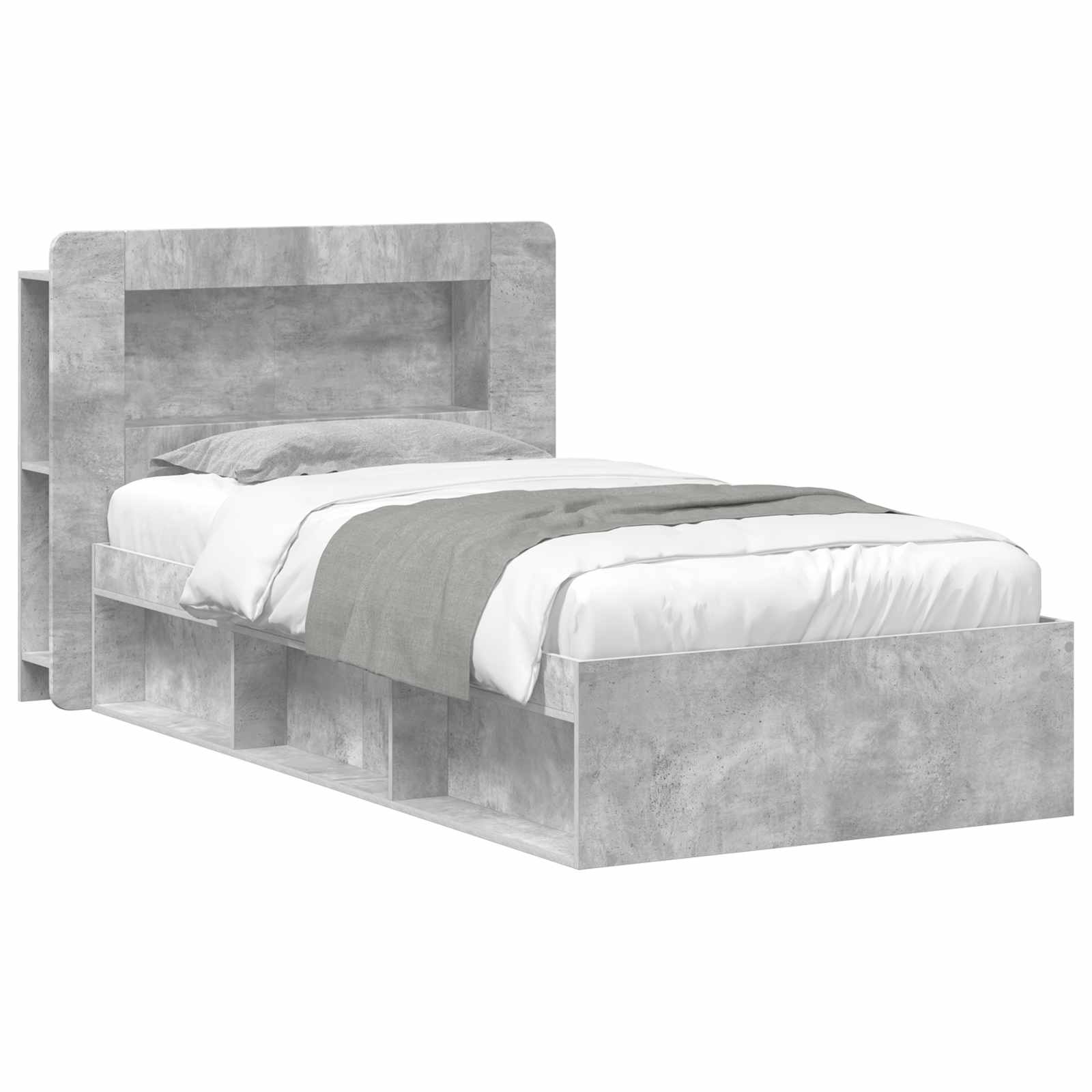 Bettgestell mit Stauraum Betongrau 80 x 200 cm Holzwerkstoff