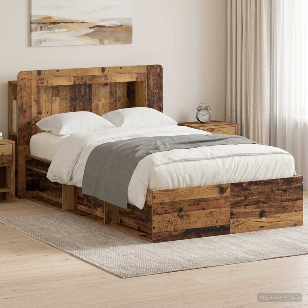 Bettgestell mit Stauraum Altholz 120 x 190 cm Holzwerkstoff