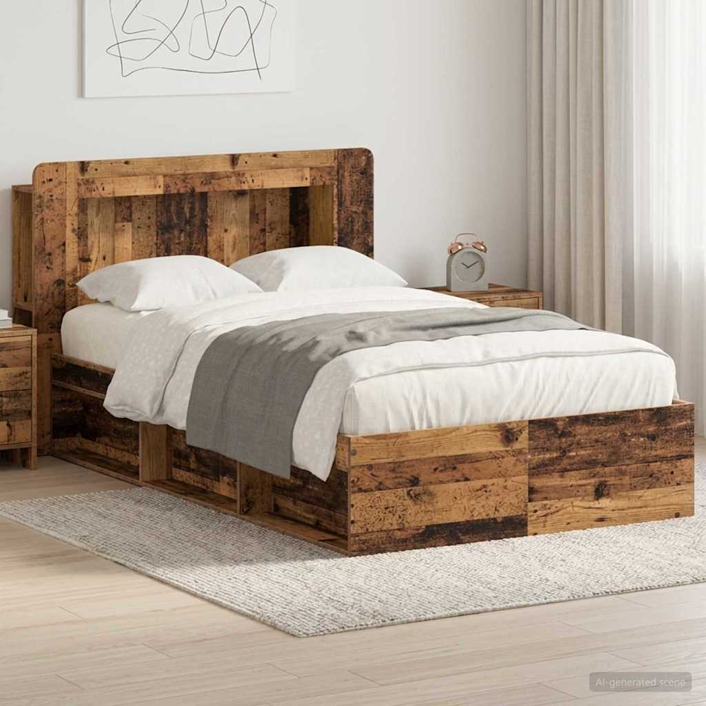 Bettgestell mit Stauraum Altholz 120 x 200 cm Holzwerkstoff