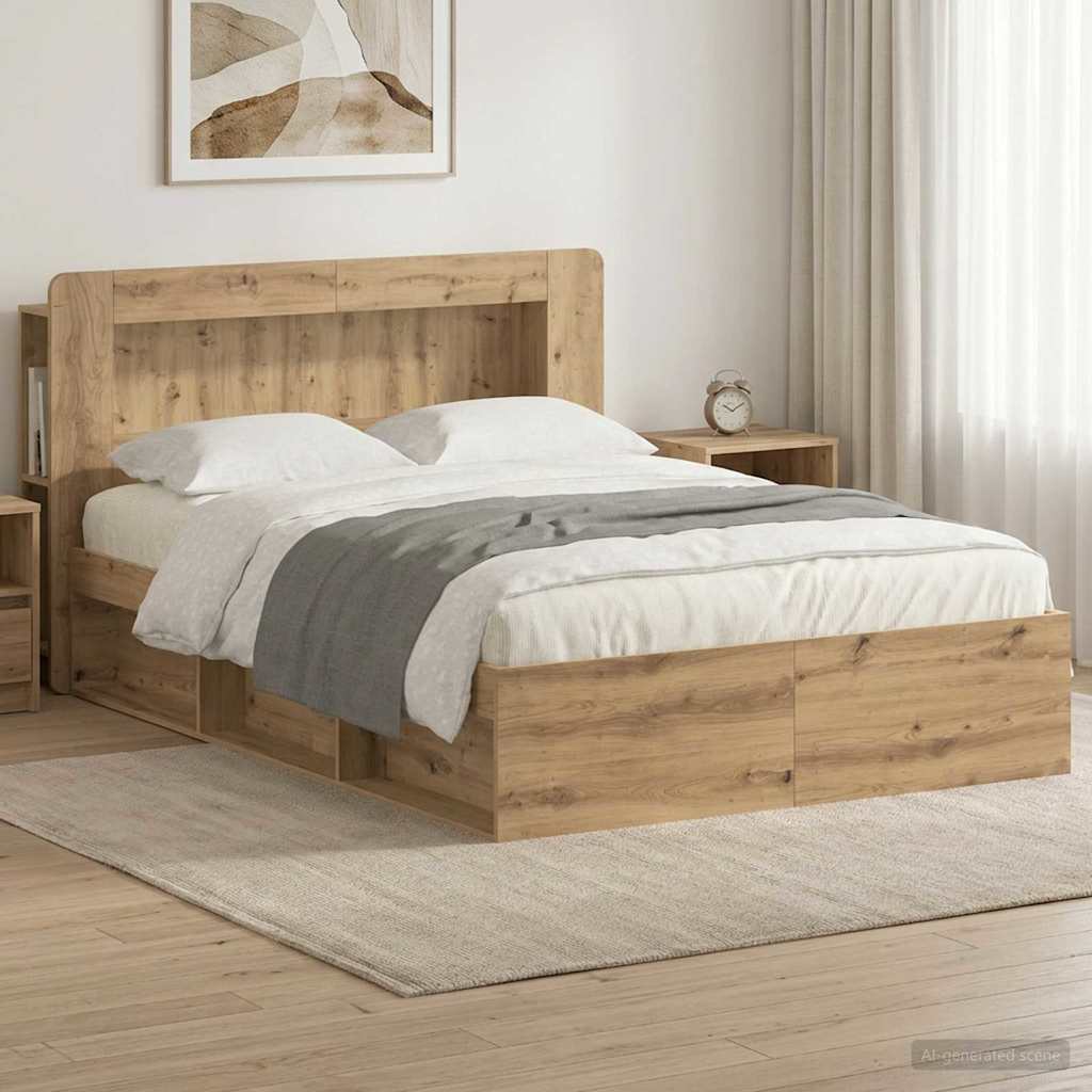 Bettgestell mit Stauraum Artisan-Eiche 135 x 190 cm