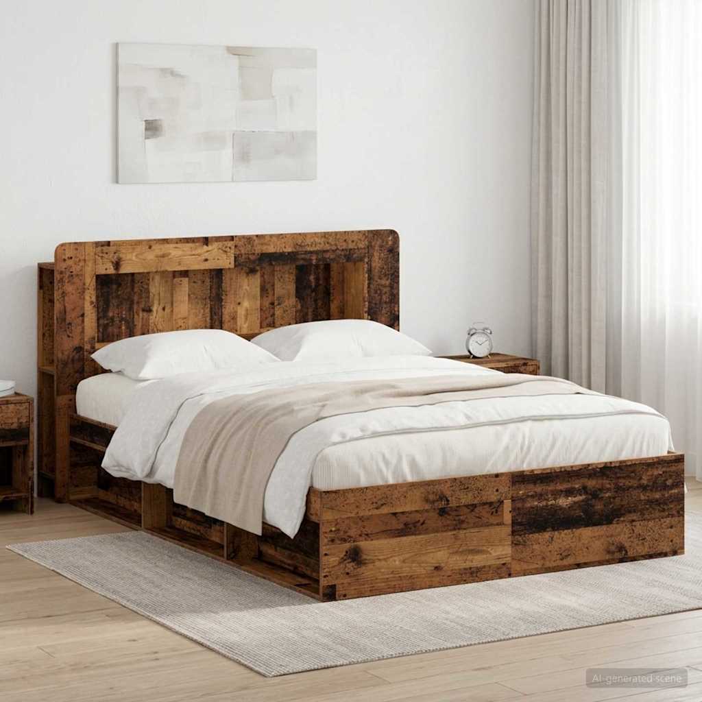 Bettgestell mit Stauraum Altholz 140 x 190 cm Holzwerkstoff