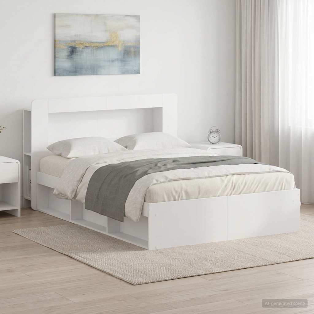 Bettgestell mit Stauraum Weiß 160 x 200 cm Holzwerkstoff
