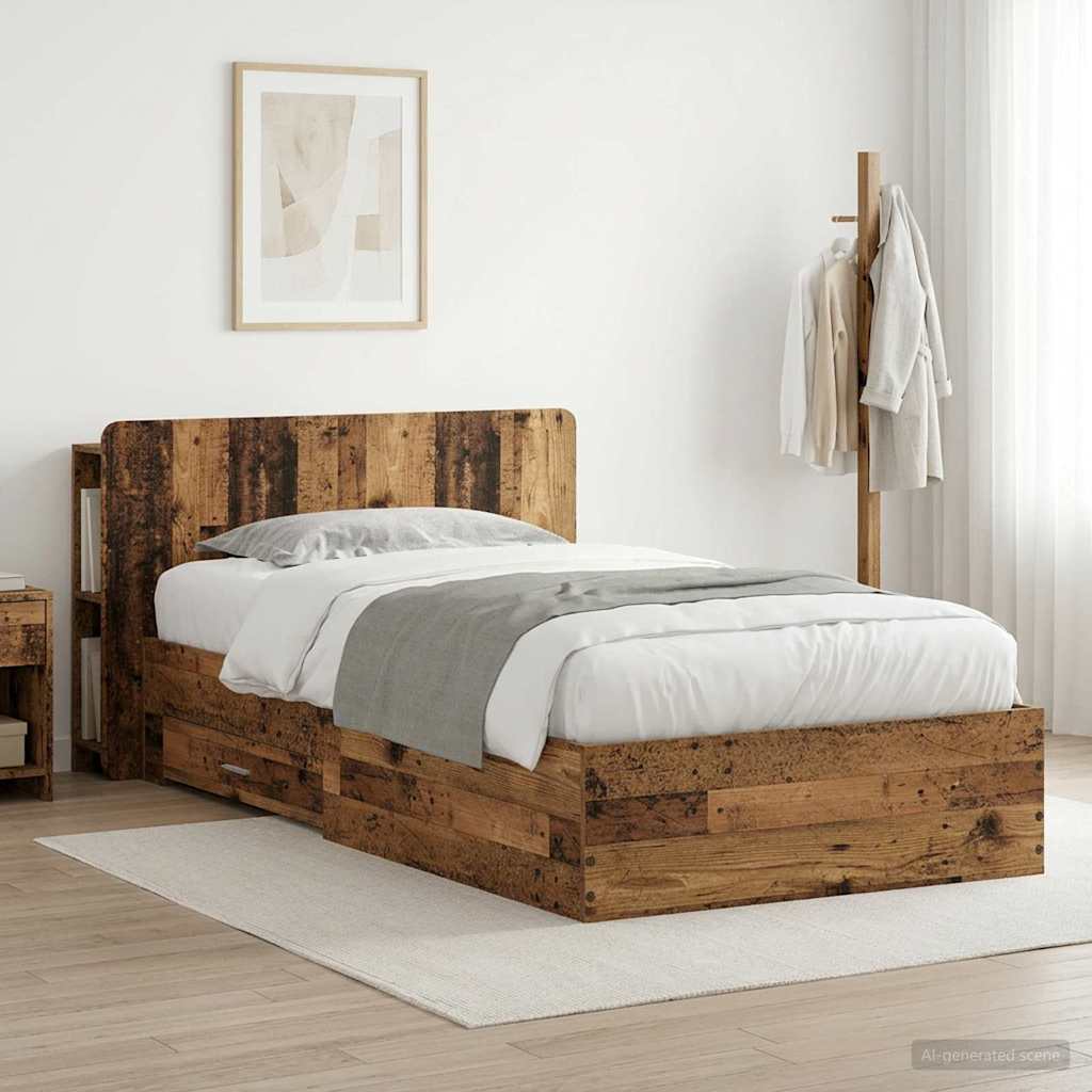 Bettgestell mit Stauraum Altholz 80 x 200 cm Holzwerkstoff