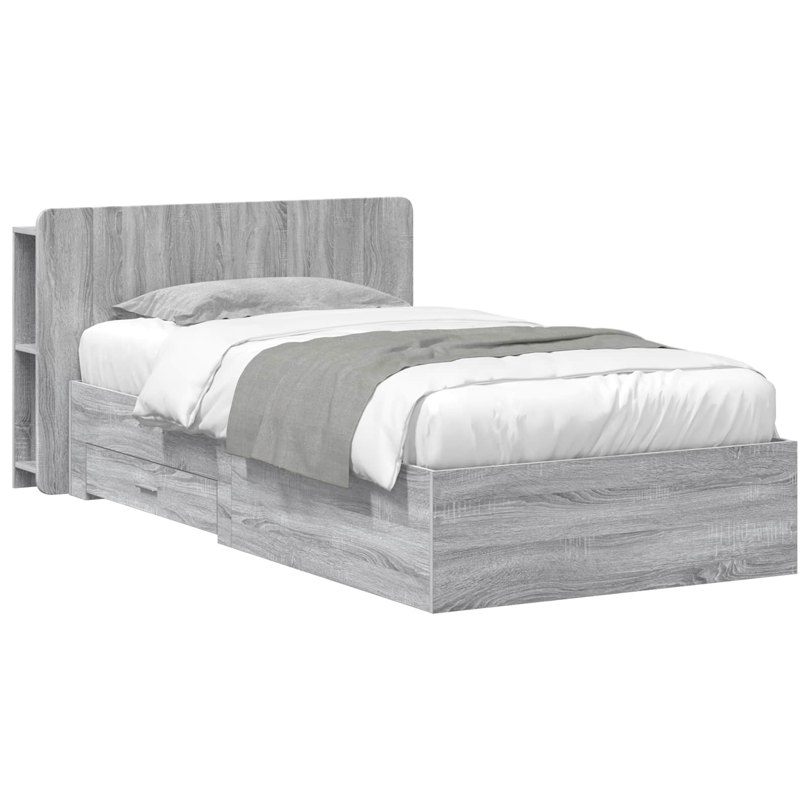 Bettgestell mit Stauraum Grau Sonoma 90 x 200 cm Holzwerkstoff