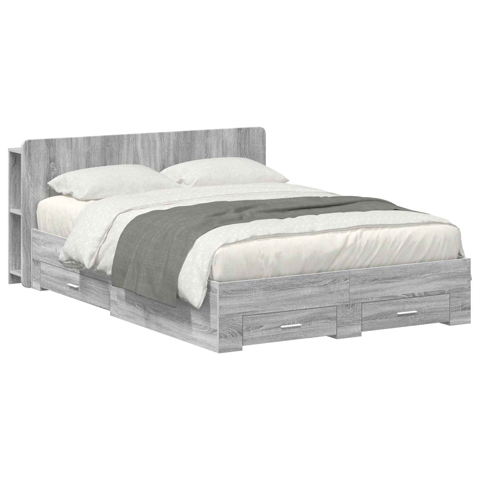 Bettgestell mit Stauraum Grau Sonoma 140 x 200 cm Holzwerkstoff