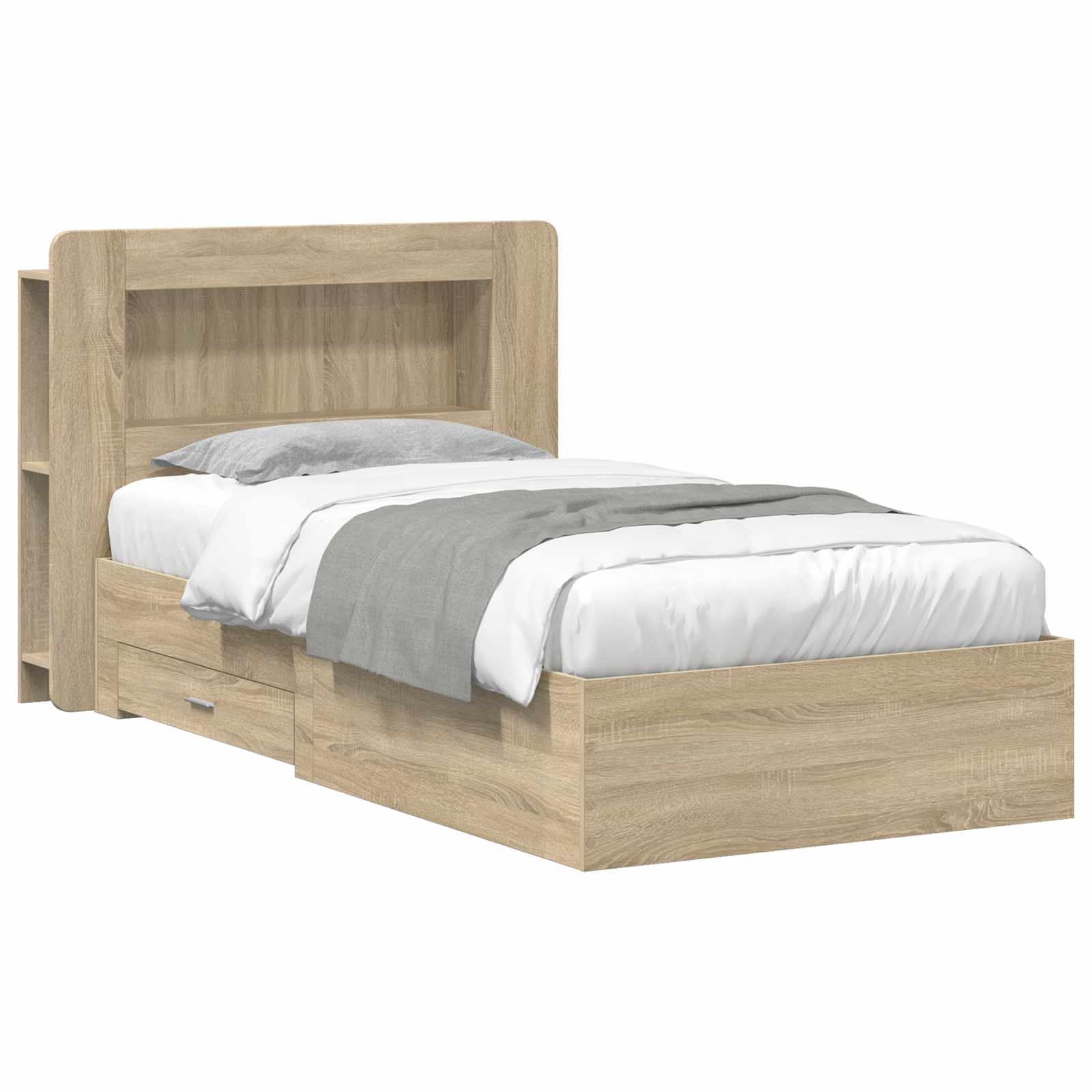 Bettgestell mit Stauraum Sonoma-Eiche 75 x 190 cm Holzwerkstoff