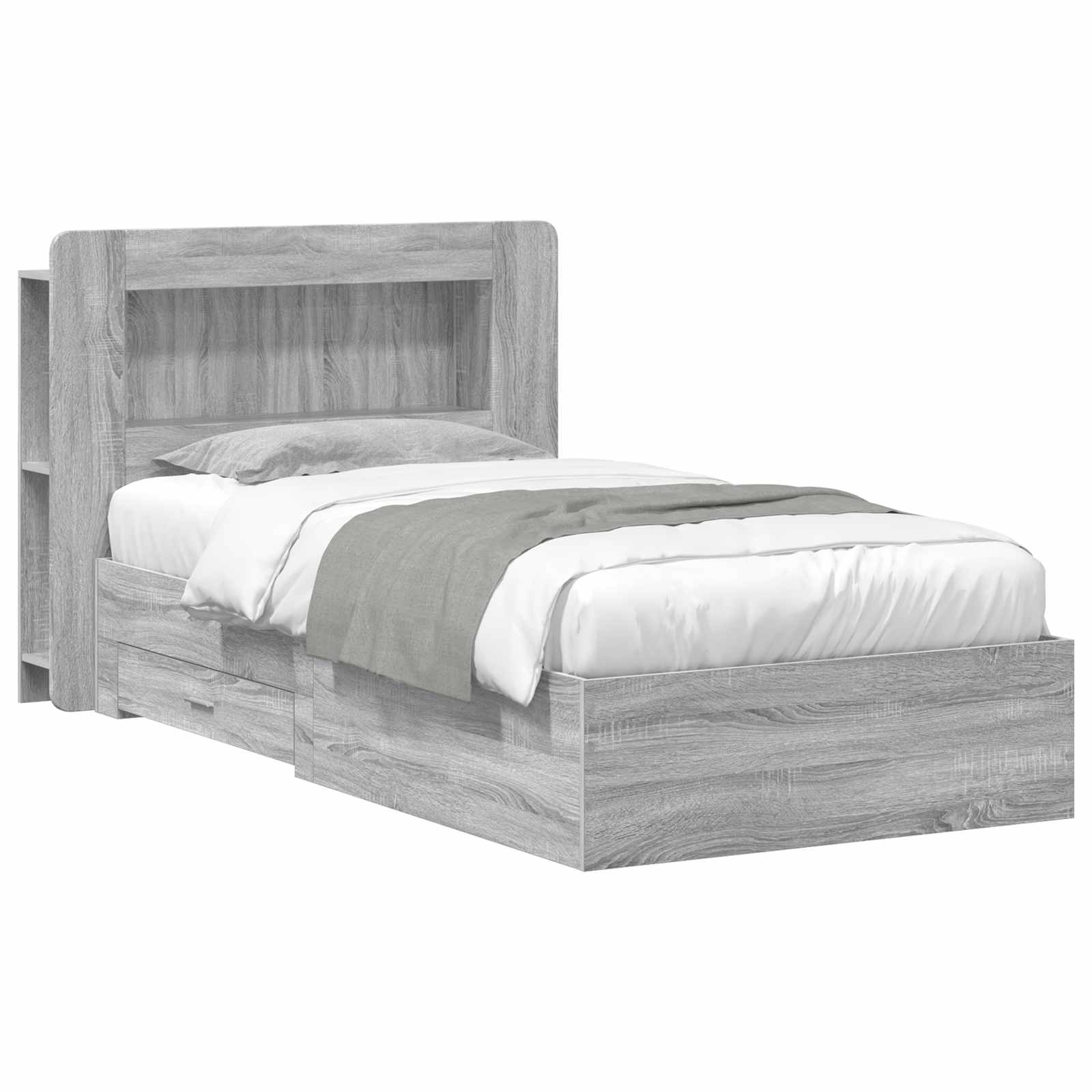 Bettgestell mit Stauraum Grau Sonoma 90 x 200 cm Holzwerkstoff